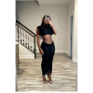 Black two piece maxi skirt set